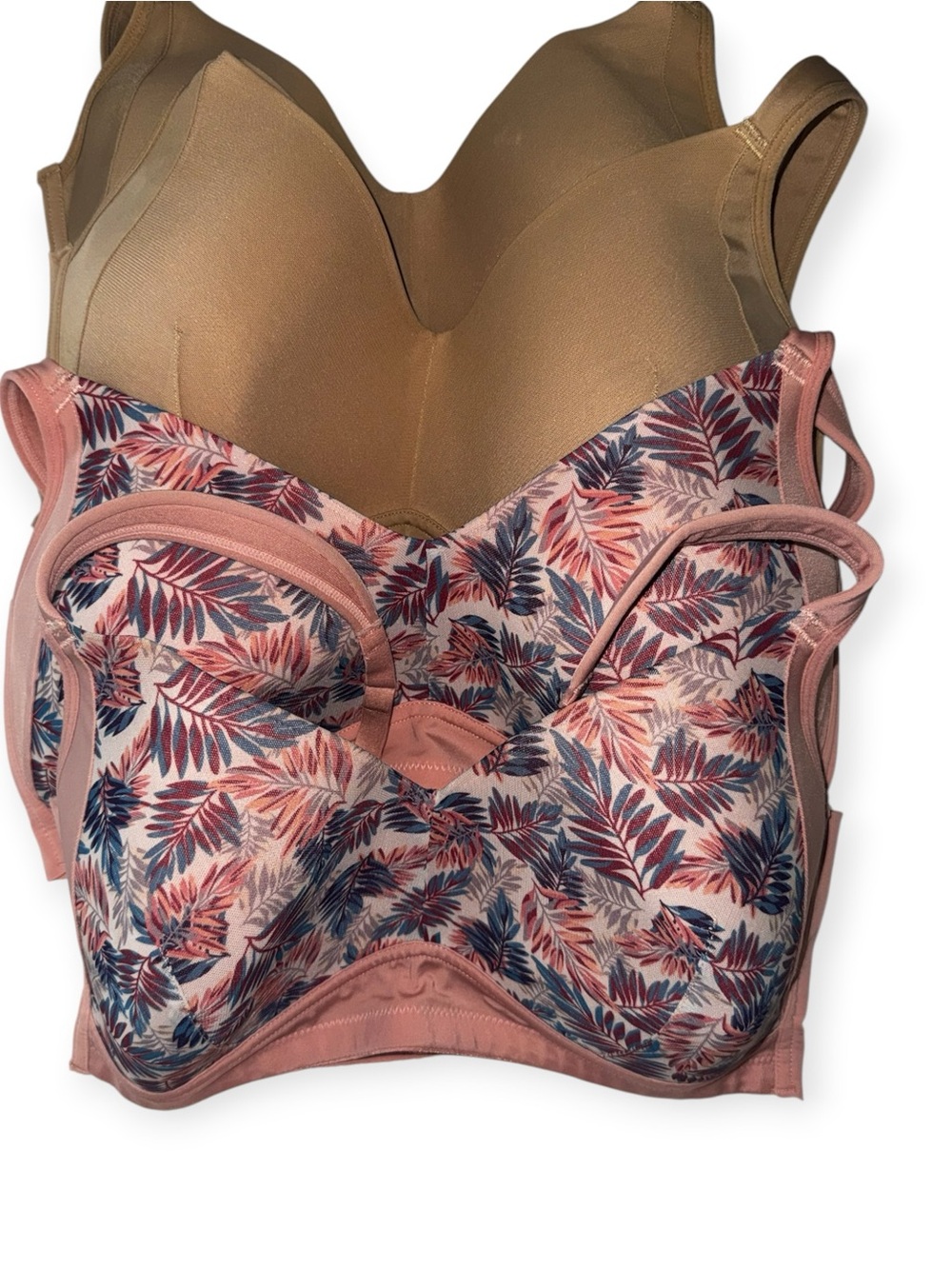 Rhonda Shear 9409 Bras Large Lot of 4 Wireless Molded Cup Nude Pink Floral L